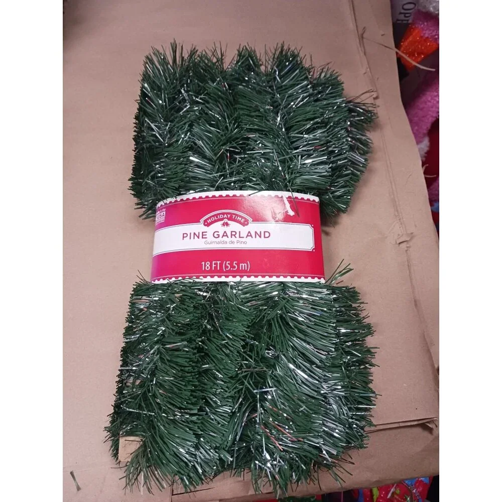 Holiday Time Pine Garland 18Ft NEW Pine Silver Made In The USA